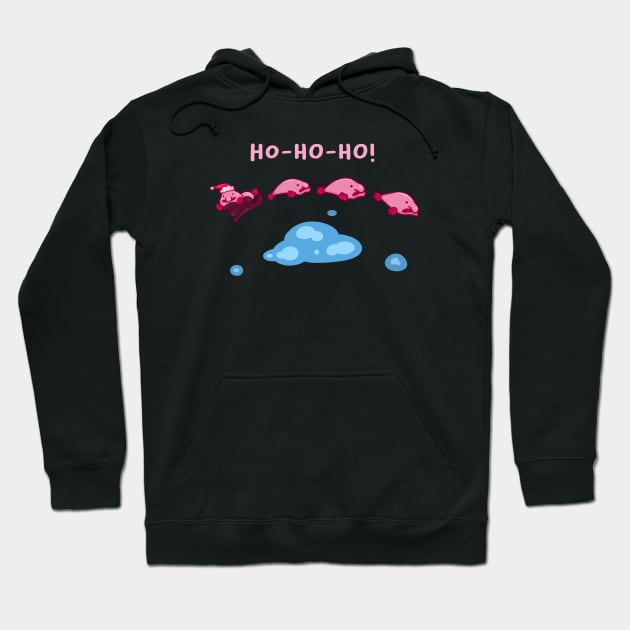 Santa Blobfish Claus Ho-Ho-Ho! Hoodie by manydoodles